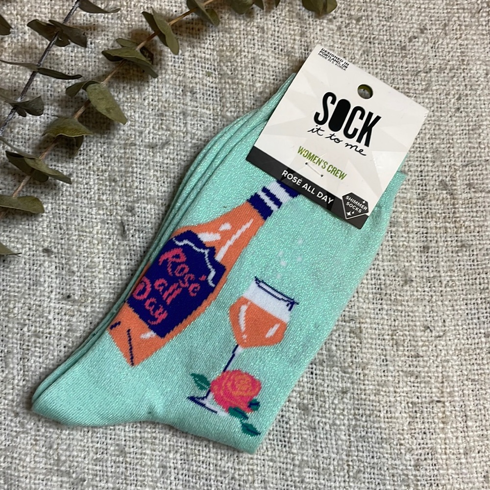 Mint Sparkle ‘Rosé All Day’ Crew Socks